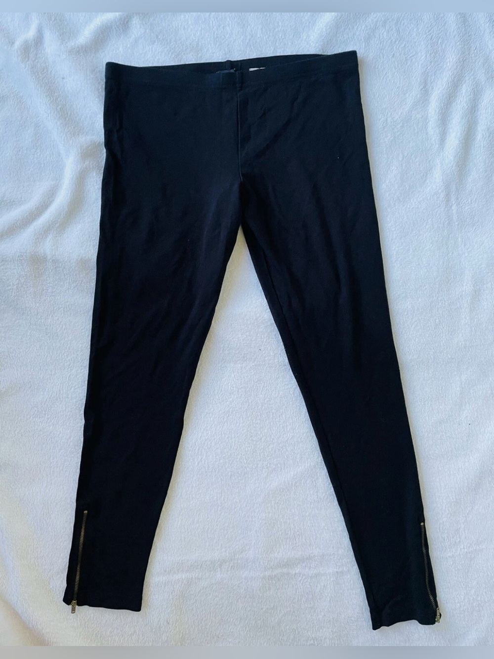 H&M Women Leggings M Black Skinny Stretch Ankle Zipper Casual Athletic Workout